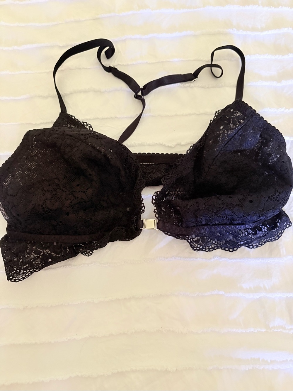 Lace Front-Closure Bralette - Black XS